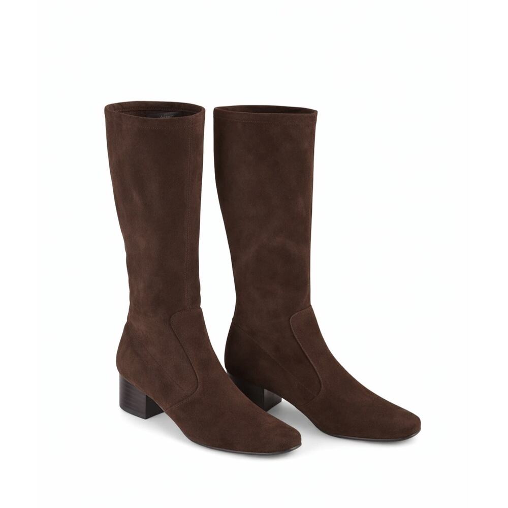 Vaneli Brown Suede Mid-Calf Boots Women’s 8.5N Square Toe Low Heel Comfort